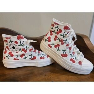Converse Cherries Lift Chuck Taylor All Star Hi Top Platform Womens Sneakers EUC